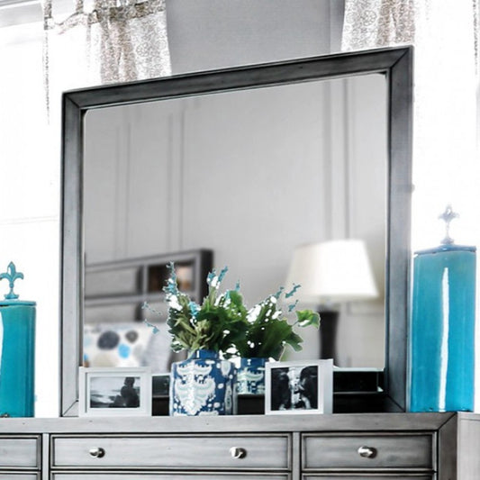 Wooden Square Mirror Gray