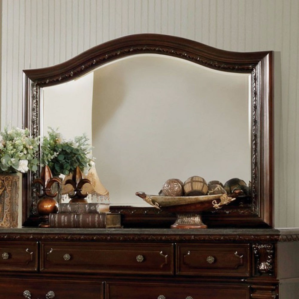 Wooden Beveled Mirror Dark Cherry Brown-zoom-1