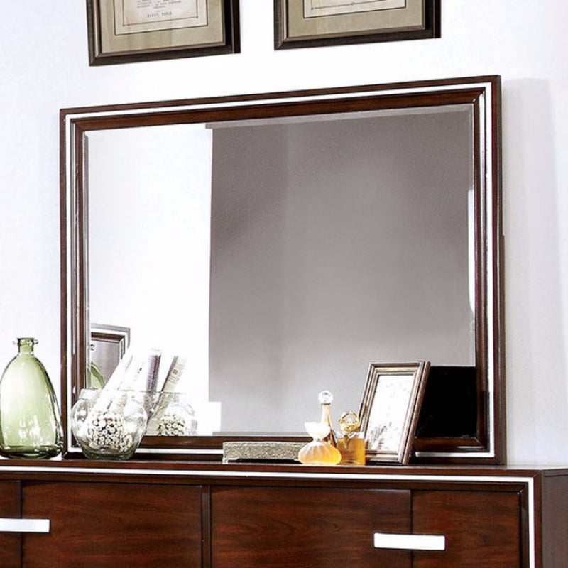 Wooden Beveled Mirror Brown Cherry-zoom-