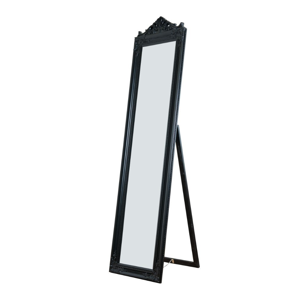 Camilla Full Length Standing Mirror With Decorative Design Black-zoom-1