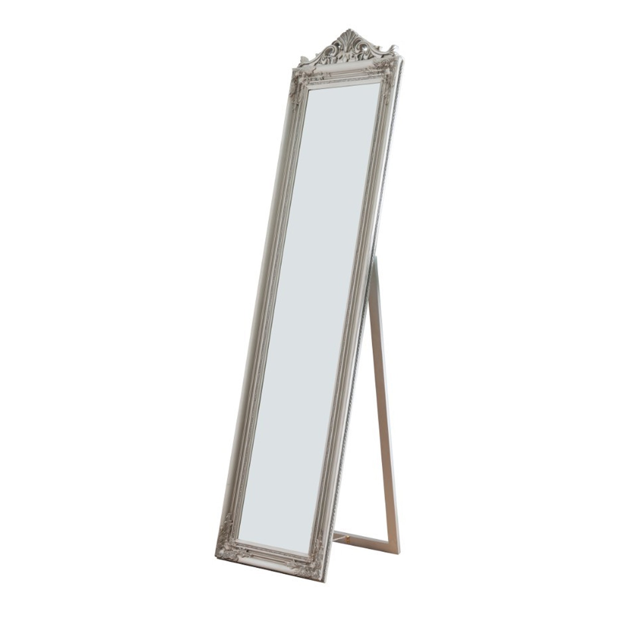 Camilla Full Length Standing Mirror With Decorative Design Silver-zoom-1