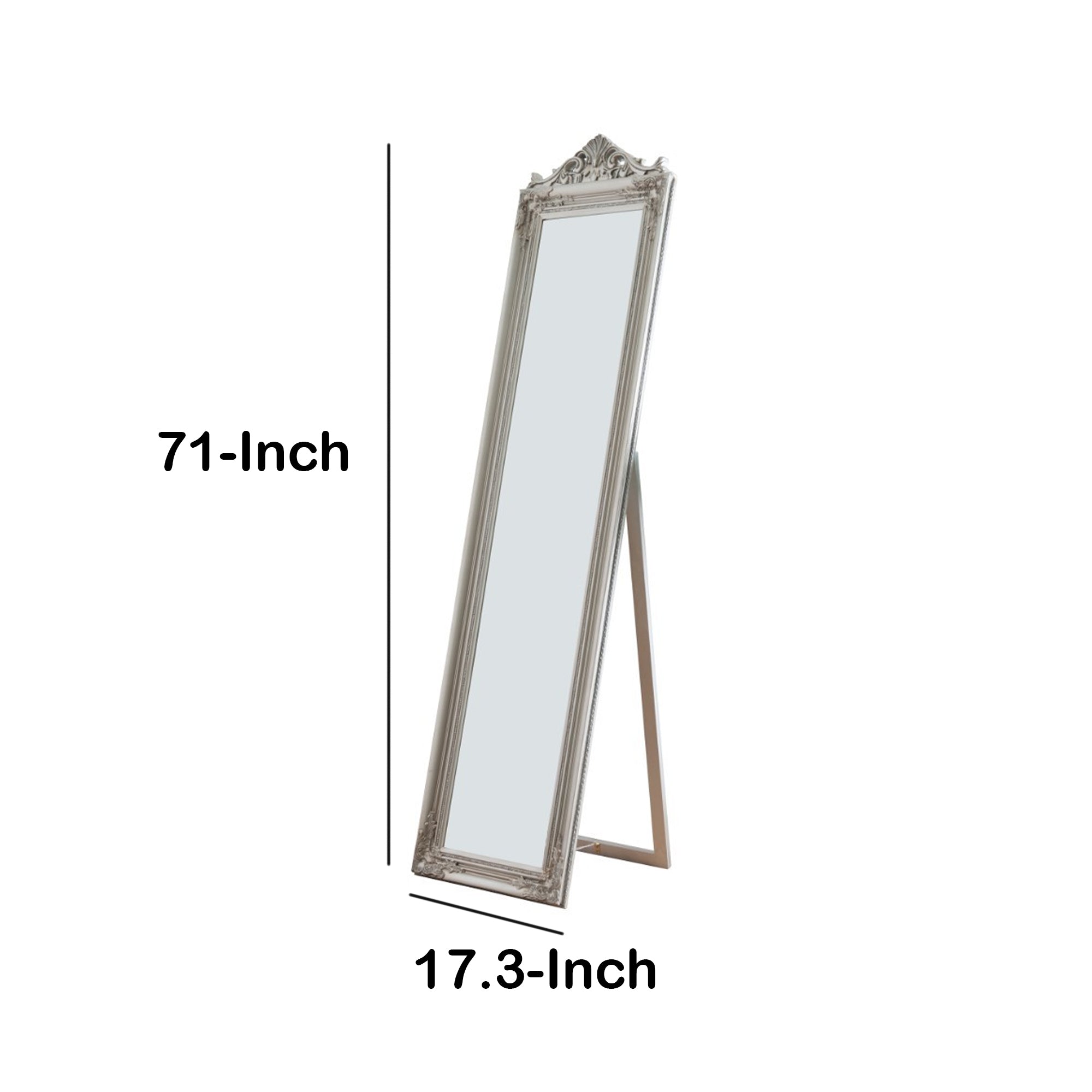 Camilla Full Length Standing Mirror With Decorative Design Silver-zoom-5