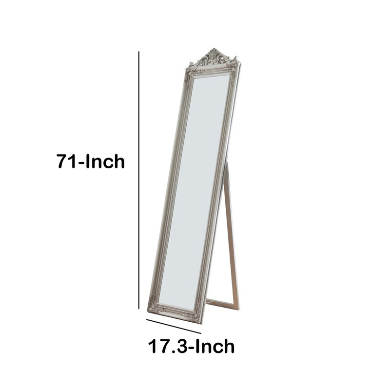 Camilla Full Length Standing Mirror With Decorative Design Silver-zoom-