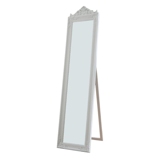 Camilla Full Length Standing Mirror With Decorative Design White
