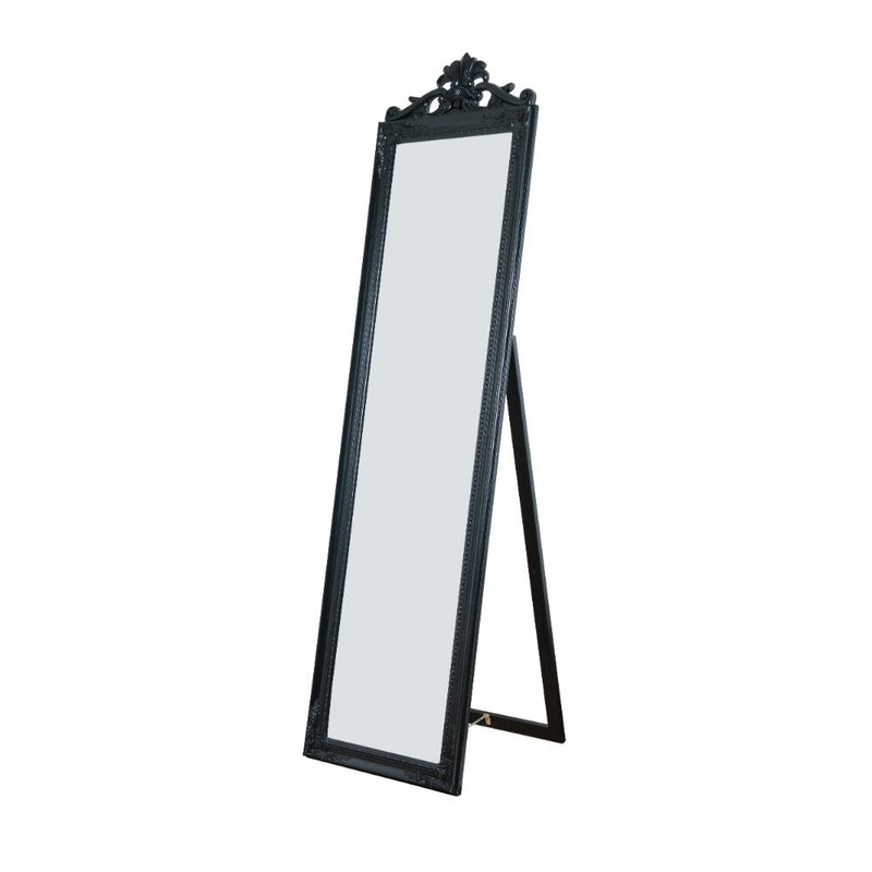 Gisela Full Length Standing Mirror With Decorative Design Black-zoom-