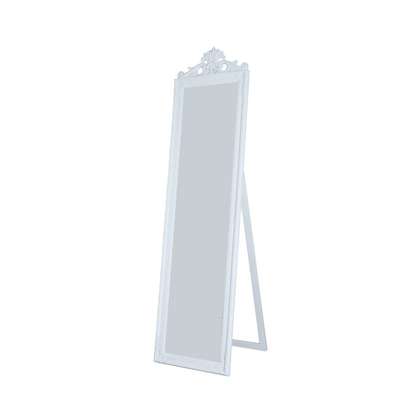 Gisela Full Length Standing Mirror With Decorative Design White