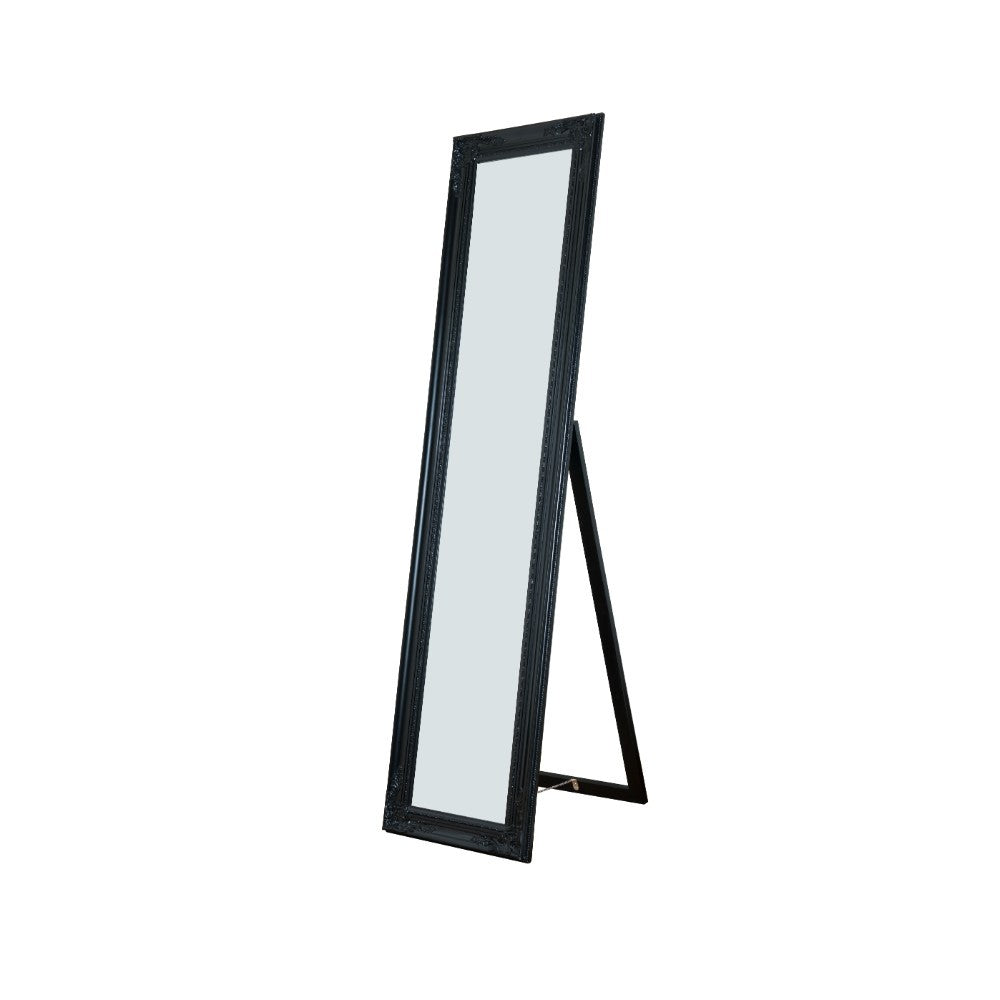 Cecilia Full Length Standing Mirror With Decorative Design Black-zoom-1