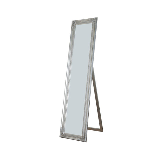 Cecilia Full Length Standing Mirror With Decorative Design Silver