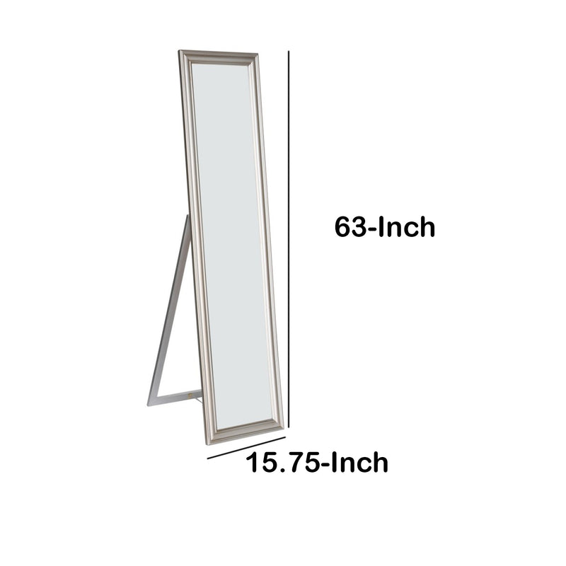 Elisabetta Full Length Standing Mirror With Decorative Design Silver-zoom-