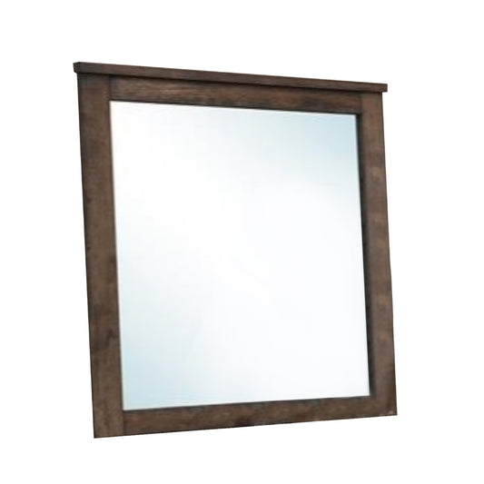 Distressed Solid Wood Mirror Brown