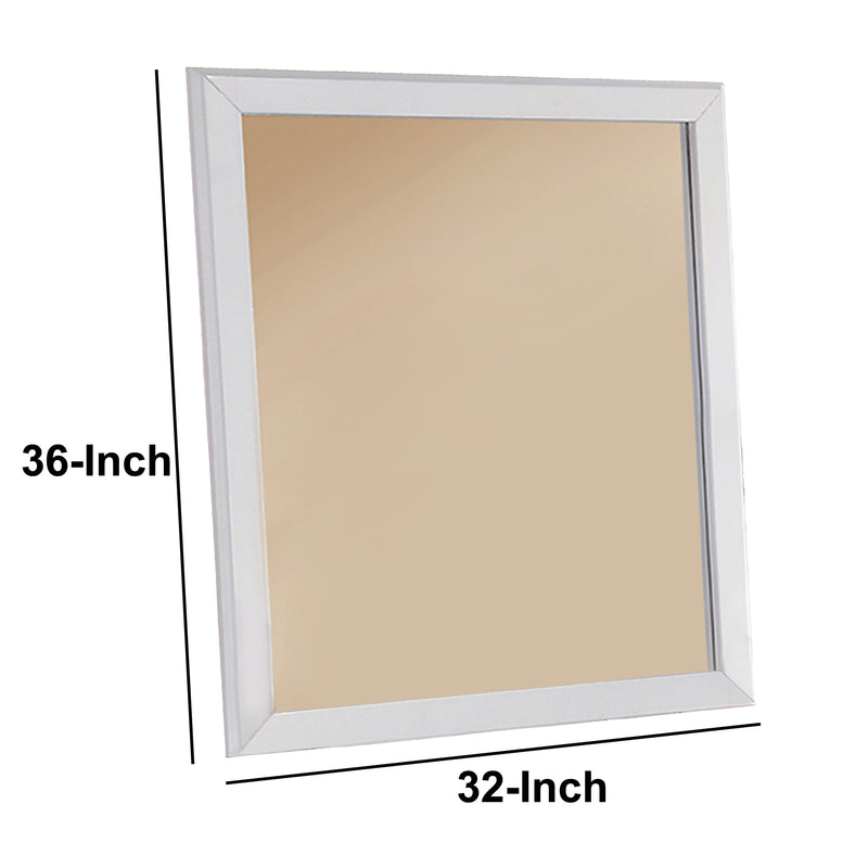 Mirror With Pine Wood Framing White-zoom-