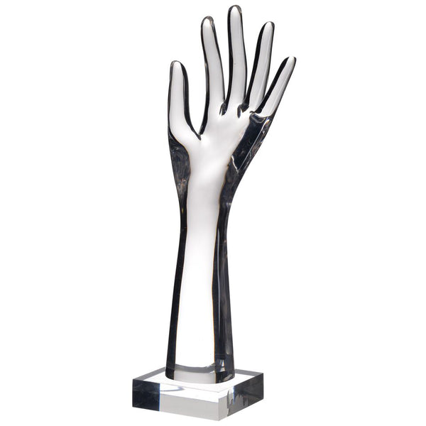 Polyresin Hand Decor On Base White And Black