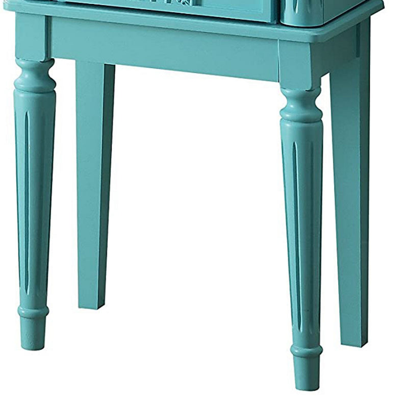 Wood Jewelry Armoire With 5 Drawers in Light Blue-zoom-