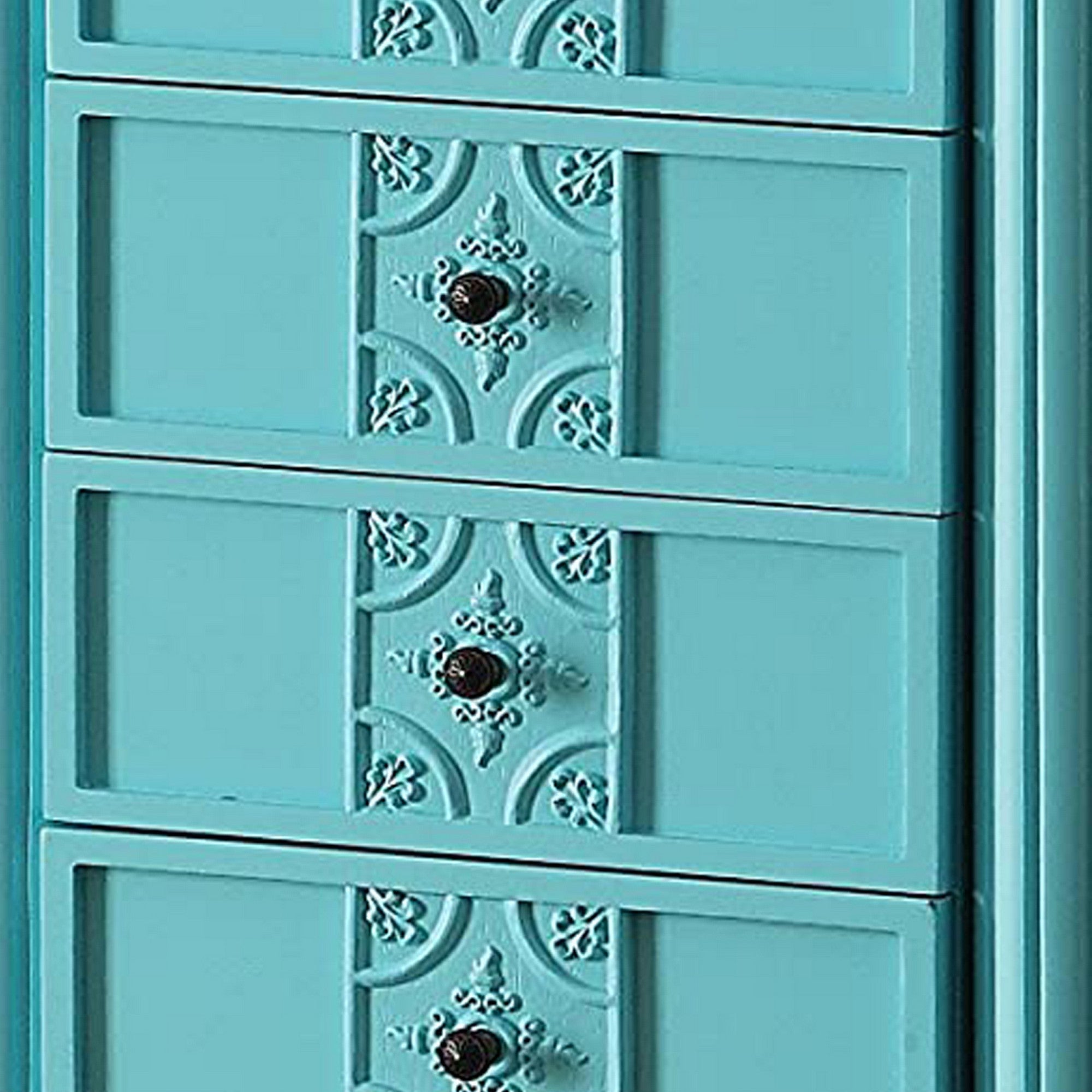 Wood Jewelry Armoire With 5 Drawers in Light Blue-zoom-4