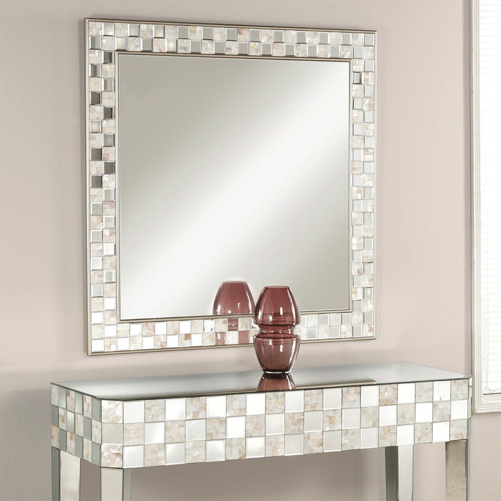 Square Wall Accent Mirror, Gold-zoom-1