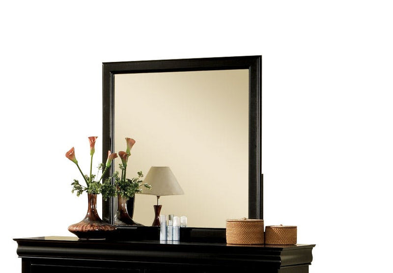 Wooden Frame Mirror Black-zoom-