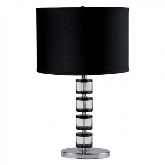 Contemporary Style Metal and Crystal Table Lamp With Geometric Design Black