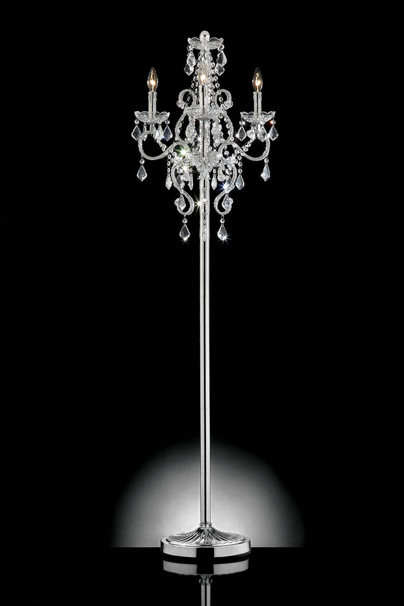 Contemporary Metallic Iron Floor Lamp With Crystal Hangings Silver-zoom-