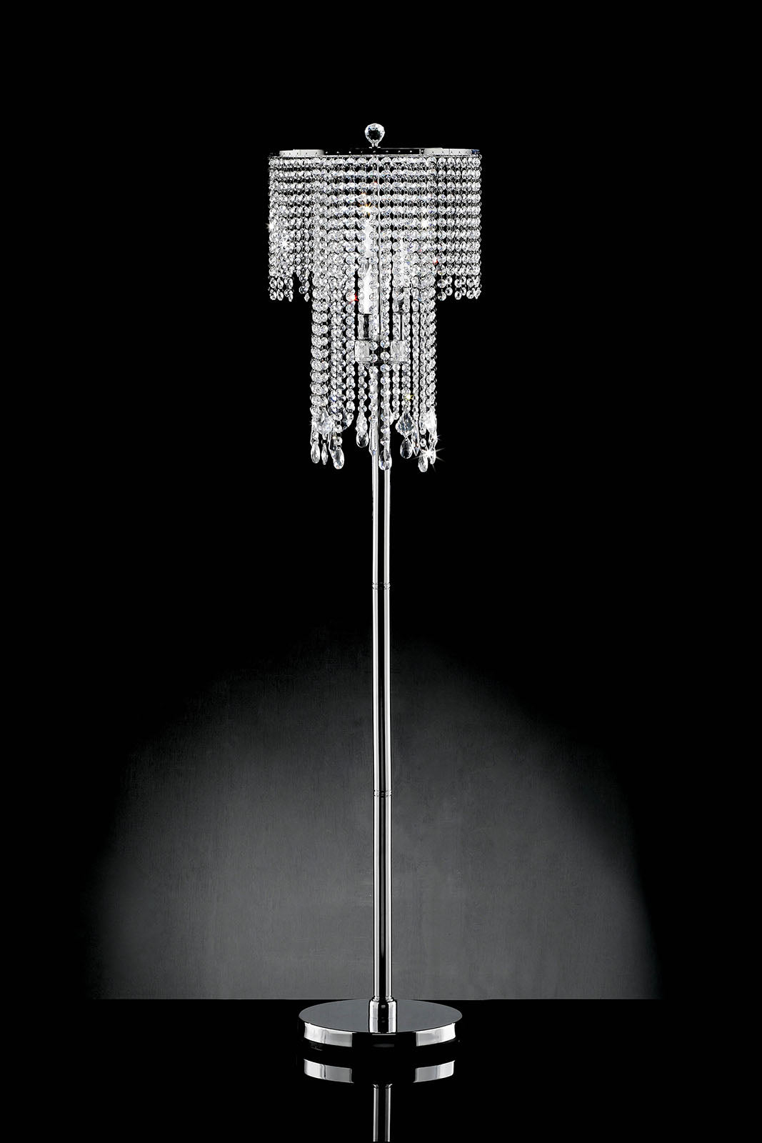 Contemporary Metallic Iron Floor Lamp Accented With Crystals Silver-zoom-1