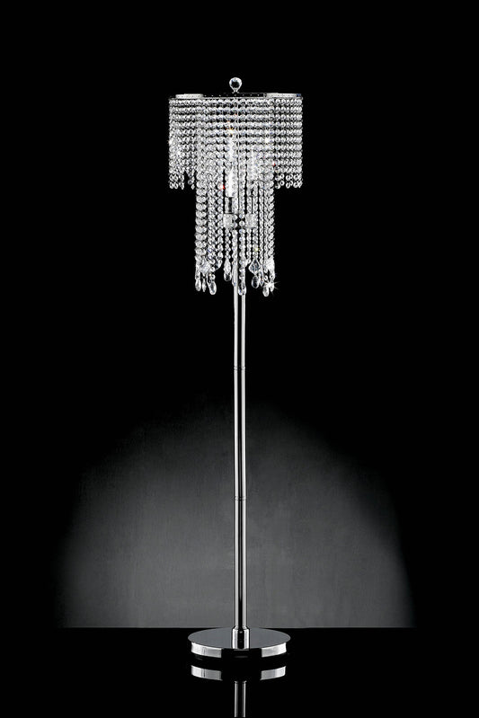 Contemporary Metallic Iron Floor Lamp Accented With Crystals Silver