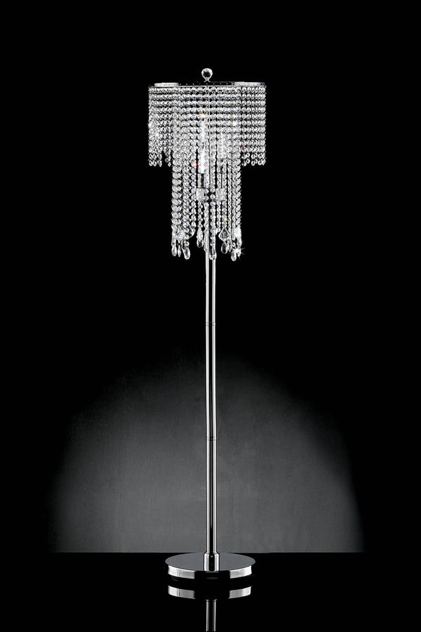 Contemporary Metallic Iron Floor Lamp Accented With Crystals Silver