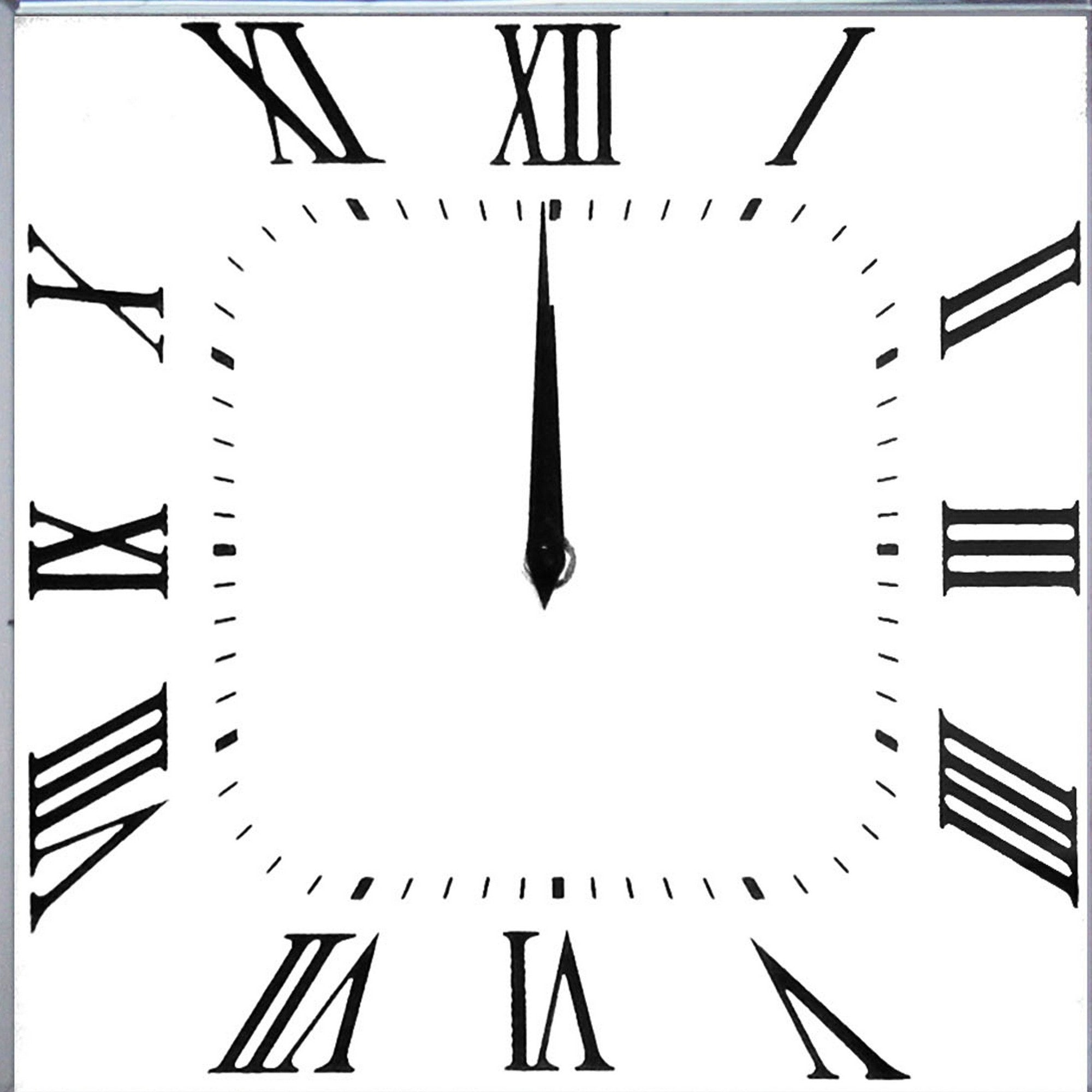 Mirror Accented Wooden Analog Wall Clock In Square Shape White-zoom-2