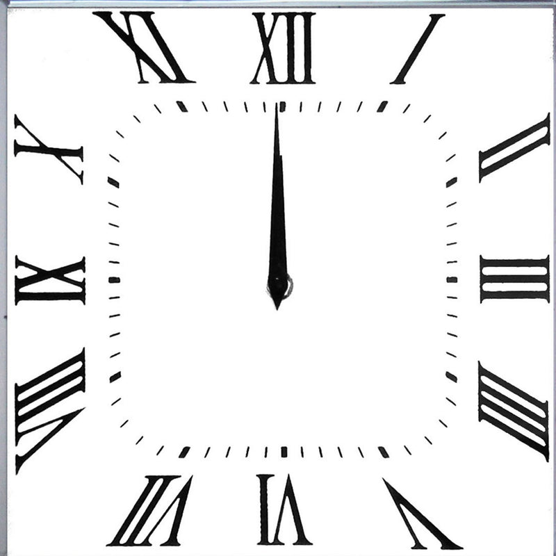 Mirror Accented Wooden Analog Wall Clock In Square Shape White-zoom-