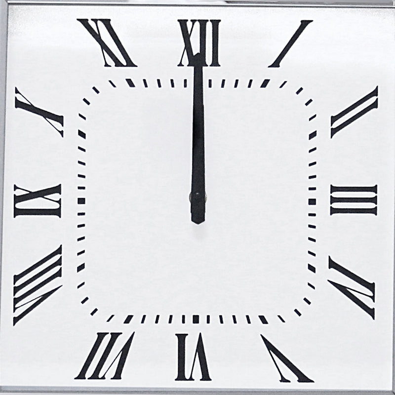 Beveled Mirror Frame Textured Analog Wall Clock Black & White-zoom-