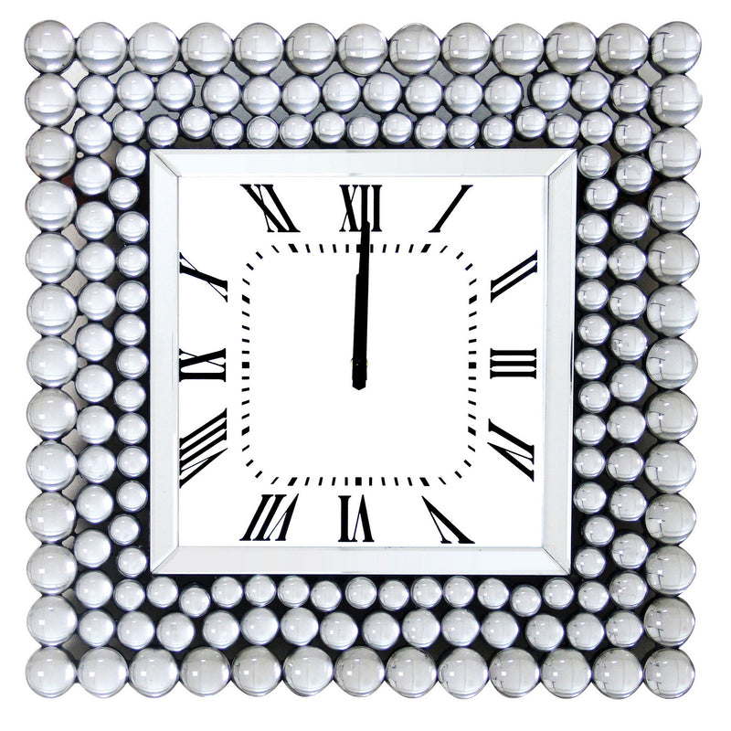 Mirrored Wall Clock In Square Shape White-zoom-