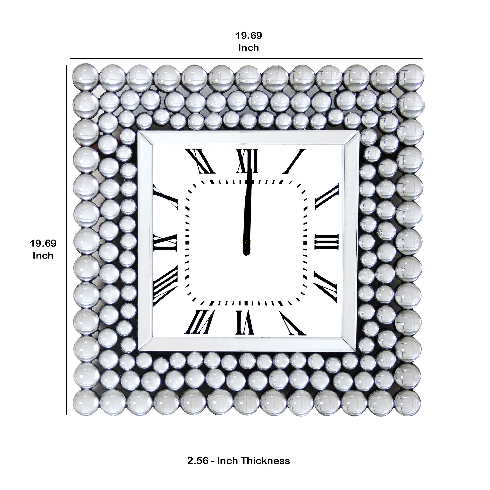 Mirrored Wall Clock In Square Shape White-zoom-5