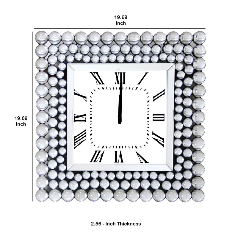 Mirrored Wall Clock In Square Shape White-zoom-