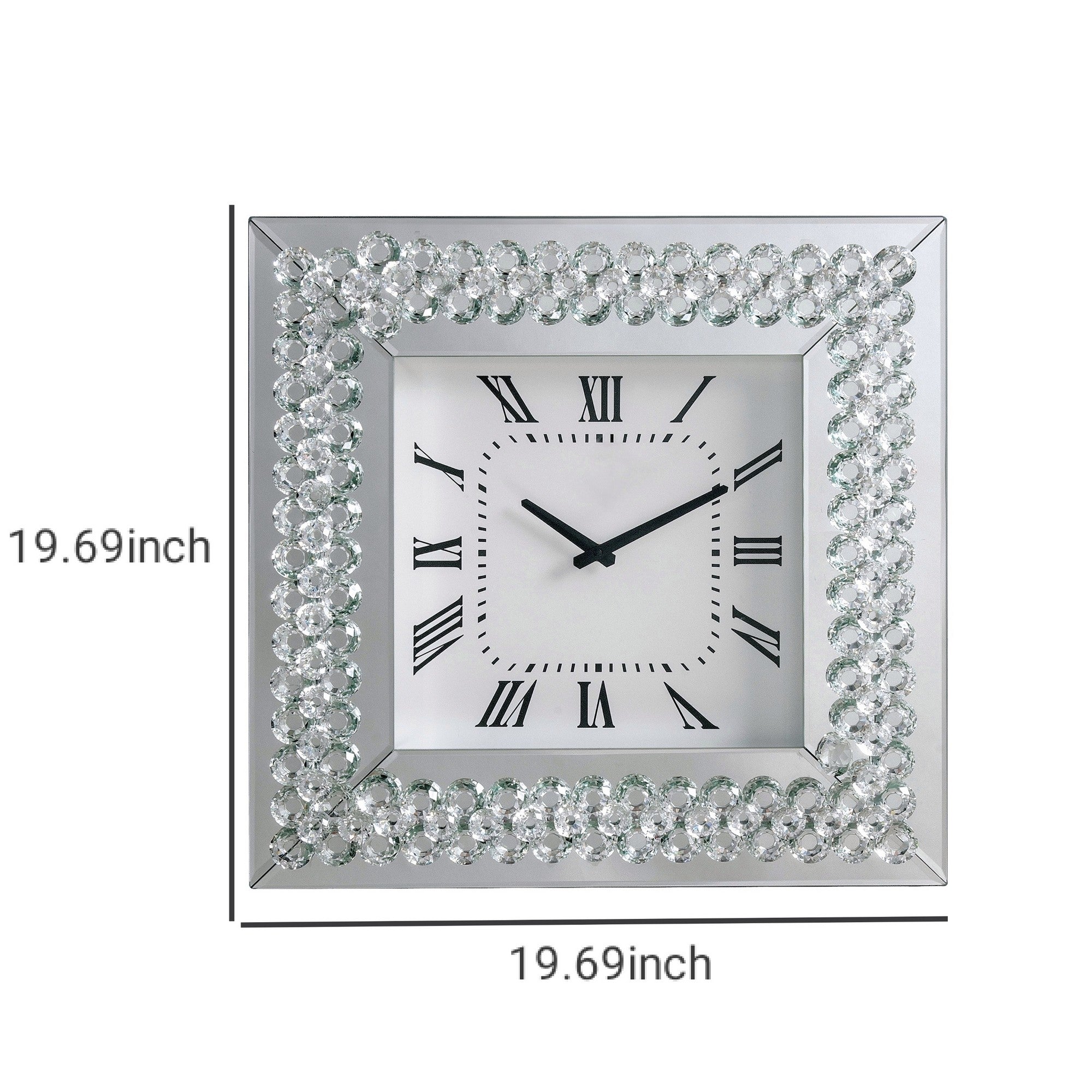 Wood & Mirror Square Analog Wall Clock White-zoom-5