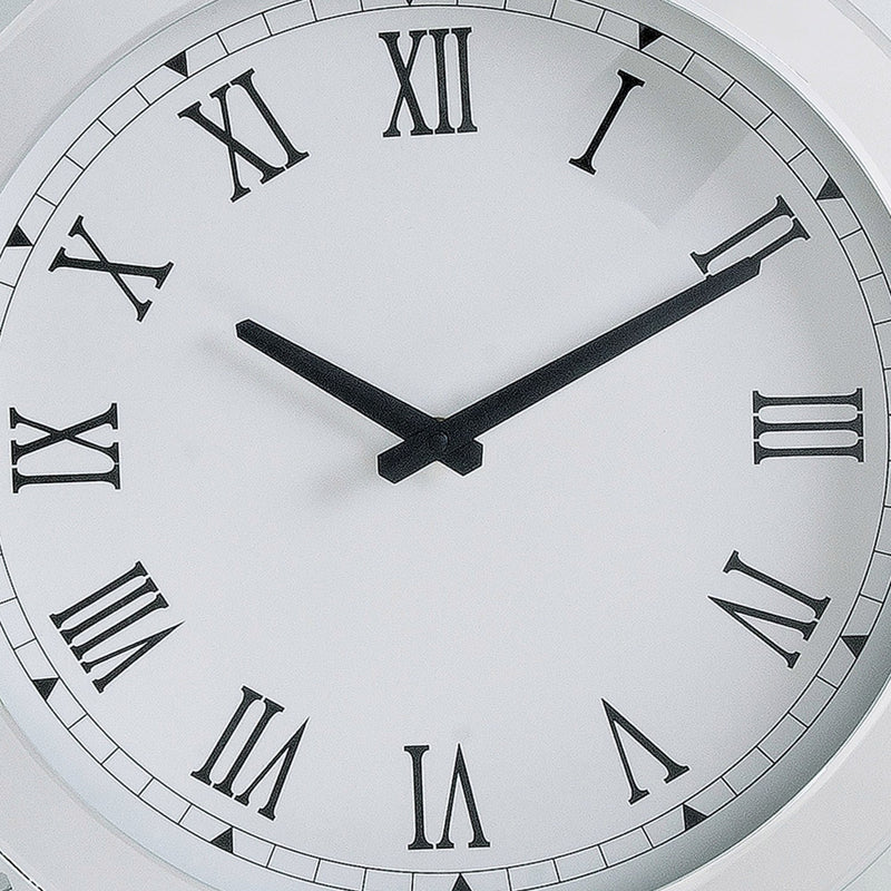 Wood & Mirror Round Analog Wall Clock White-zoom-