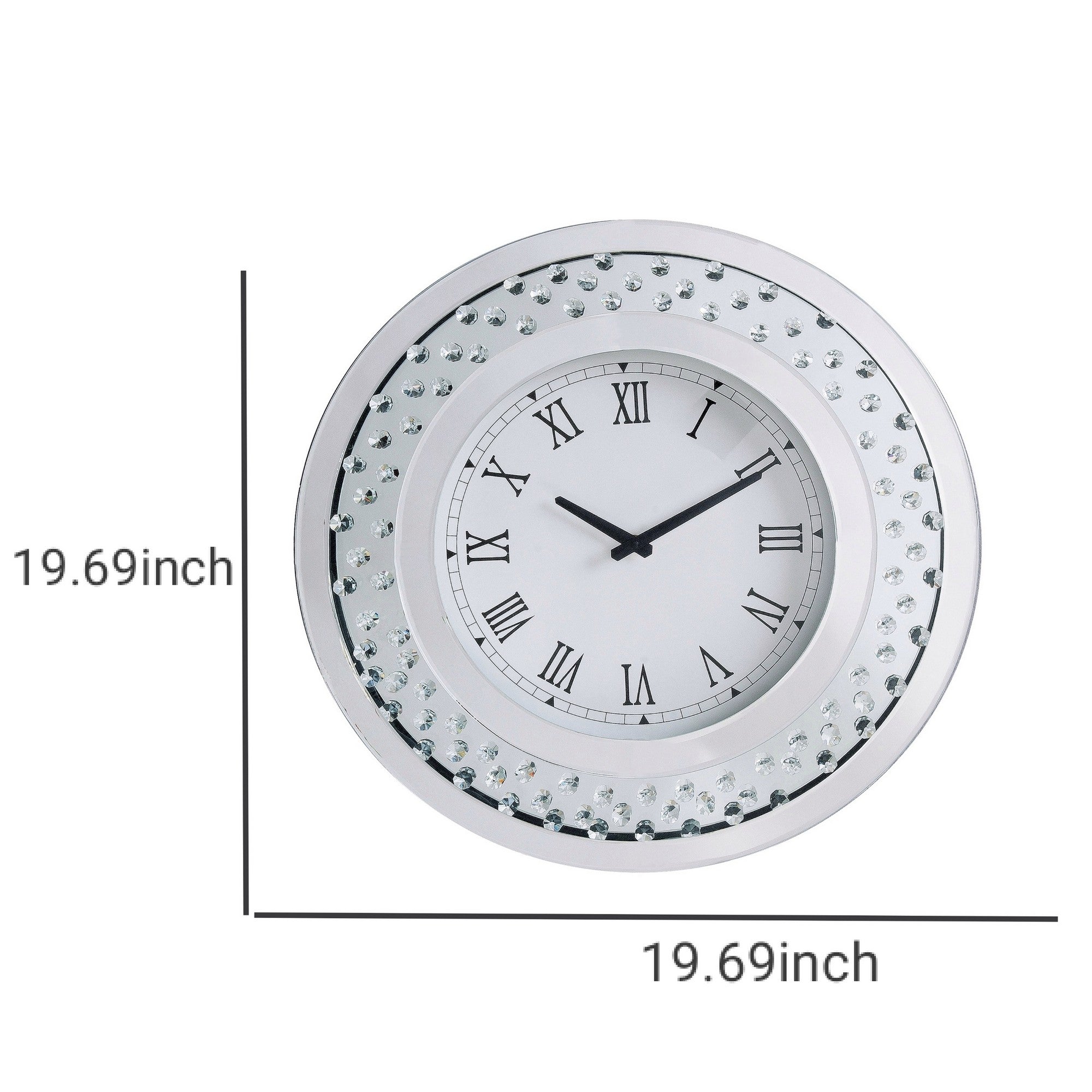 Wood & Mirror Round Analog Wall Clock White-zoom-5