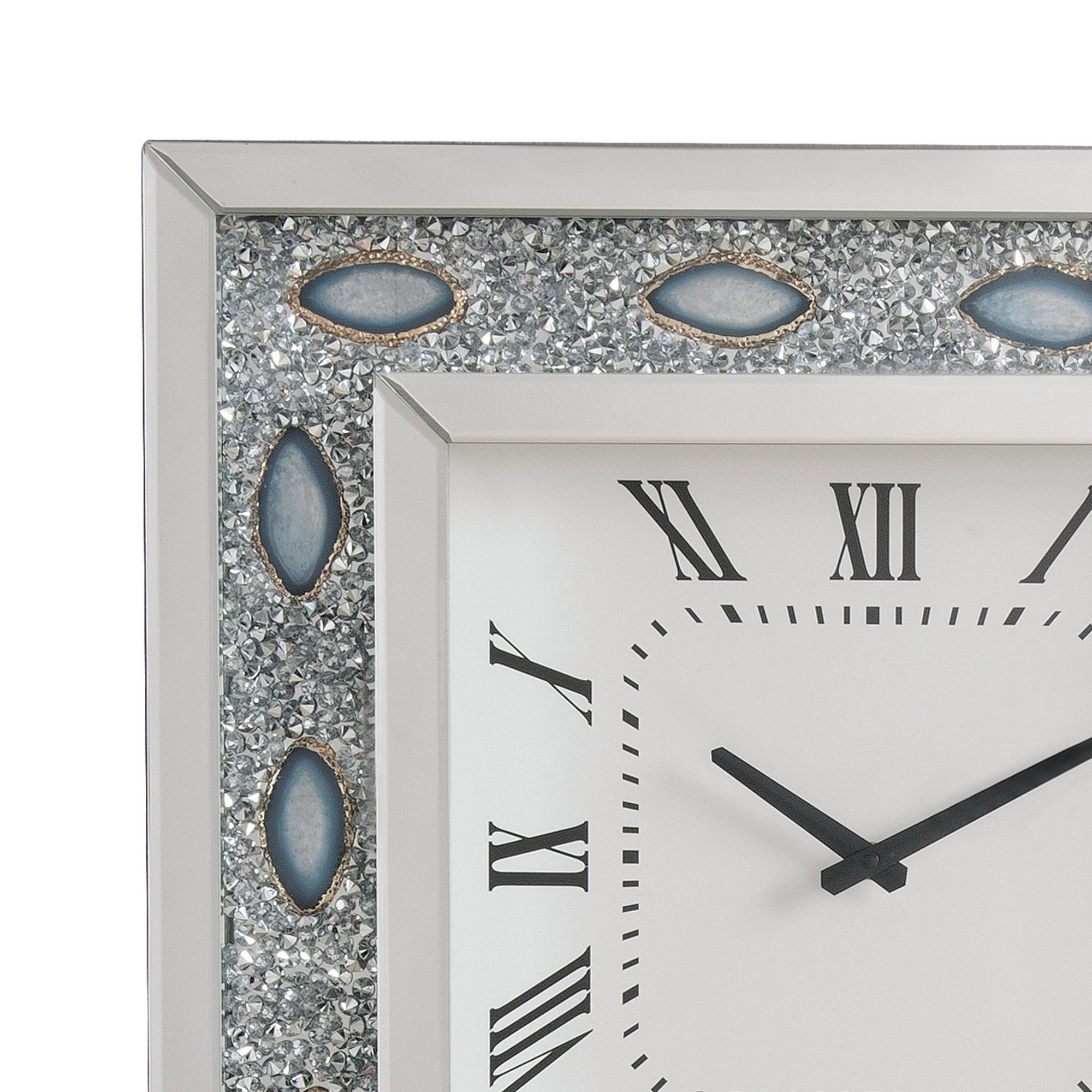 Wood & Mirror Square Analog Wall Clock White