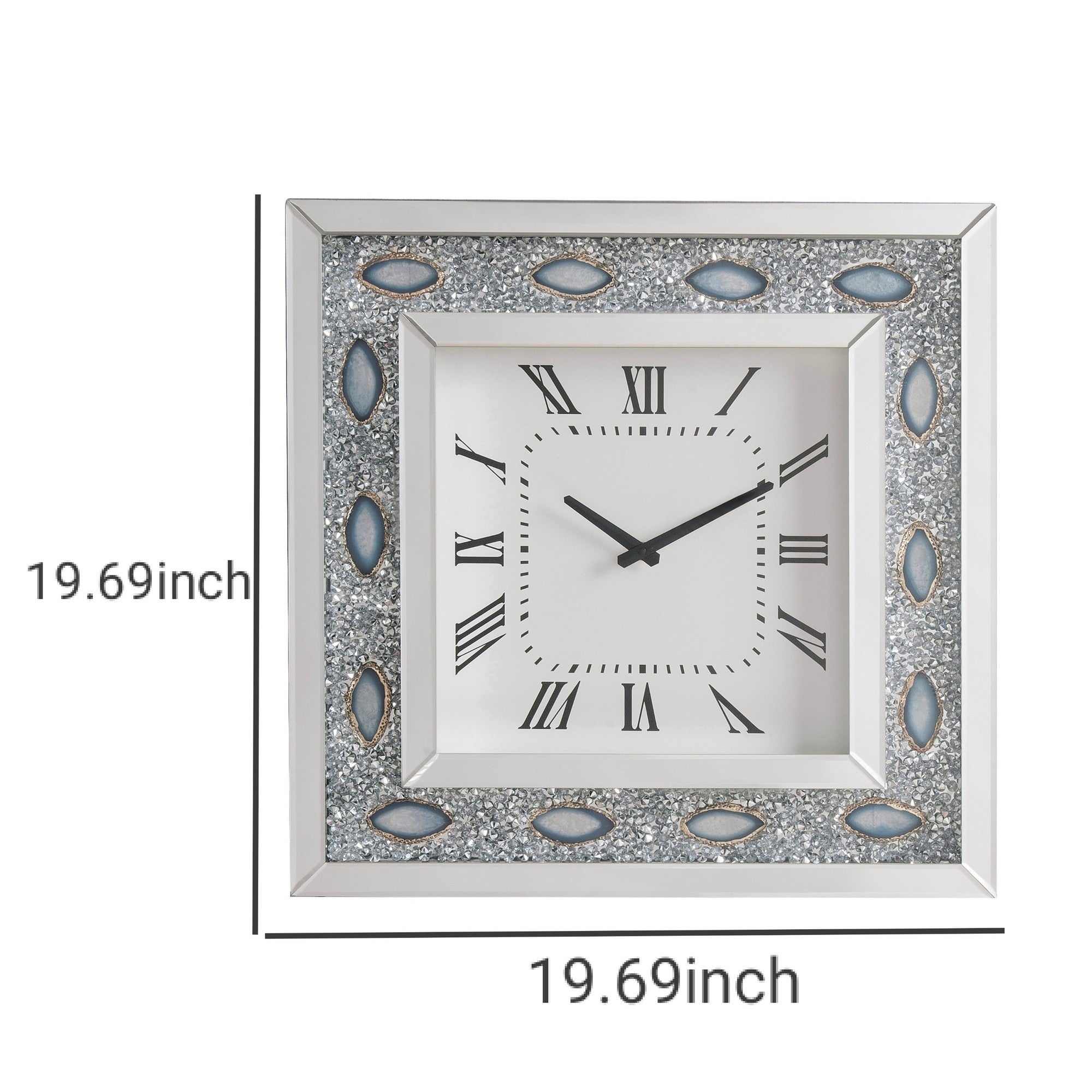 Wood & Mirror Square Analog Wall Clock White-zoom-5