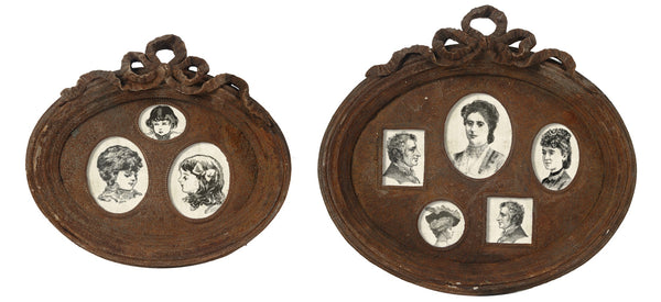 Traditional Style Rustic Photo Frame In Ceramic Set Of Two Brown