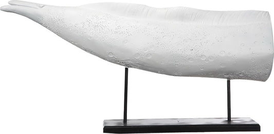 Decorative Polyresin Eel On A Rectangular Stand White And Black