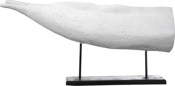 Decorative Polyresin Eel On A Rectangular Stand White And Black