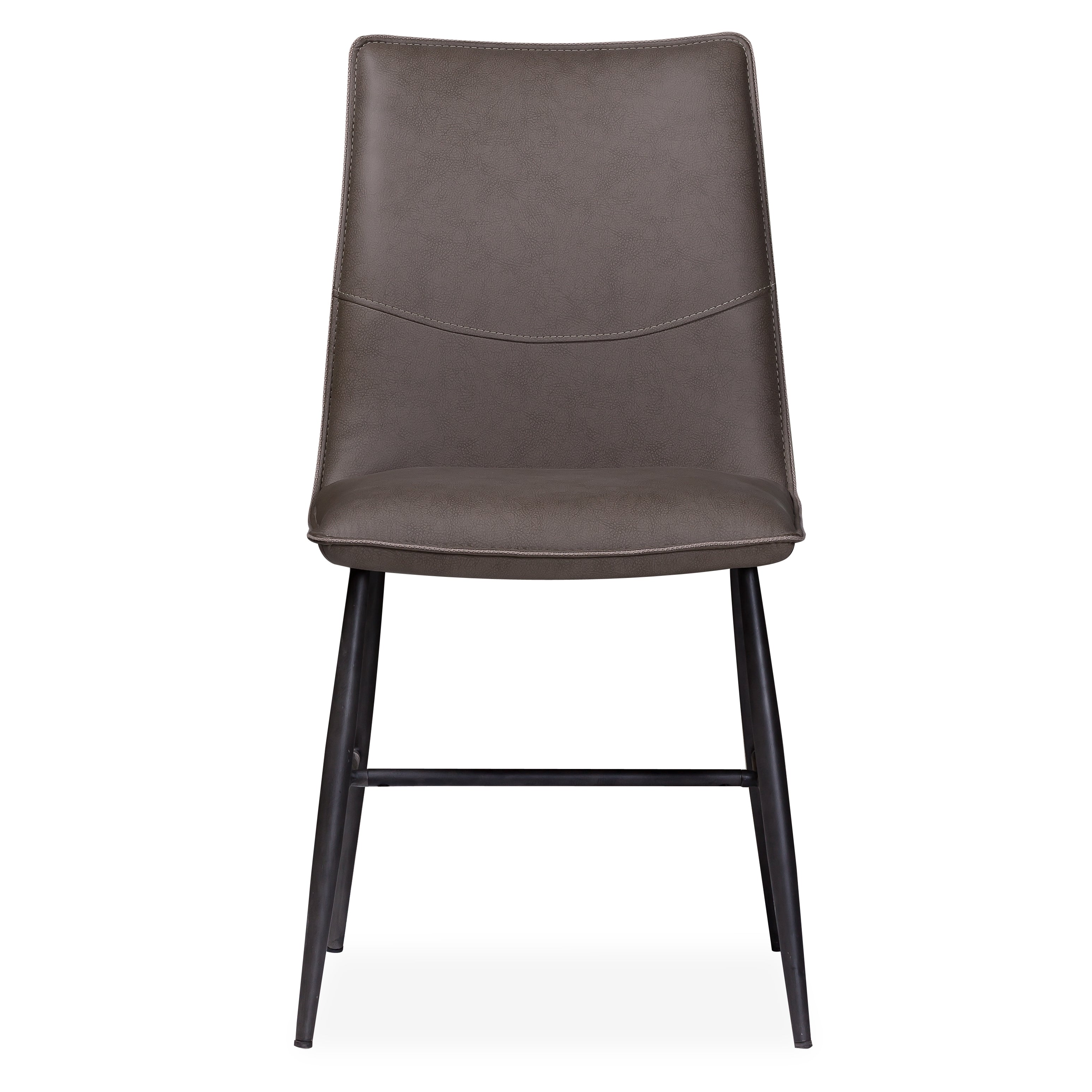 Leather Upholstered Metal Chair With Decorative Top Stitching Latte Brown And Black Set Of 2-zoom-2
