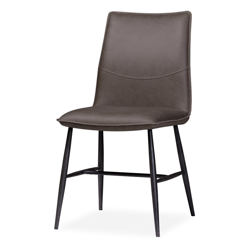 Leather Upholstered Metal Chair With Decorative Top Stitching Latte Brown And Black Set Of 2-zoom-