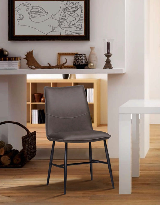 Leather Upholstered Metal Chair With Decorative Top Stitching Latte Brown And Black Set Of 2