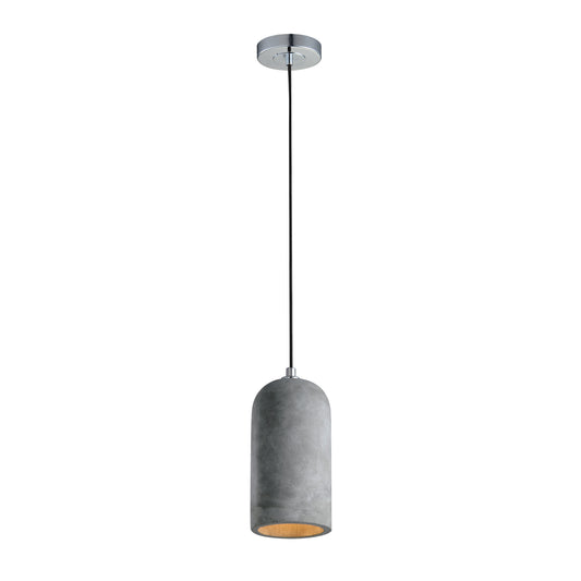 Robust Pendant Light With Unique Sturdy Concrete Shade Gray And Silver