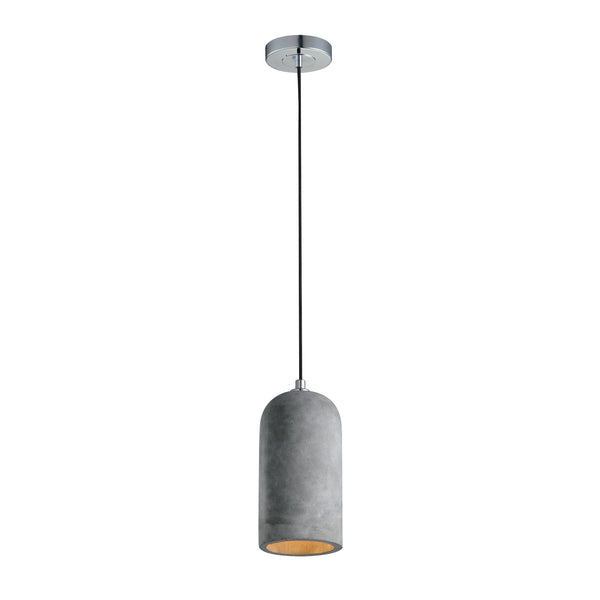 Robust Pendant Light With Unique Sturdy Concrete Shade Gray And Silver