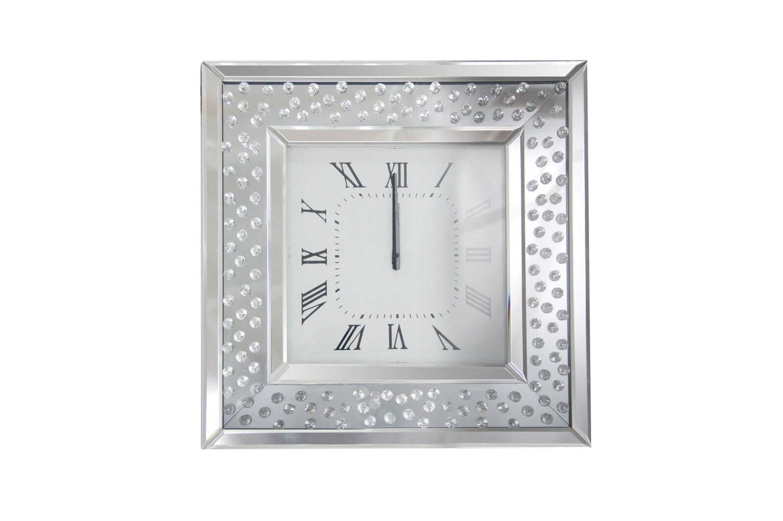 Square Shape Mirrored Analog Wall Clock With Wooden Backing Clear-zoom-1
