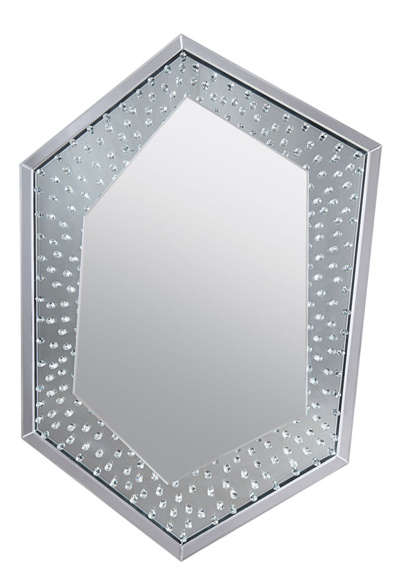 Faux Crystal Accented Wooden Frame Wall Decor In Hexagonal Shape Clear