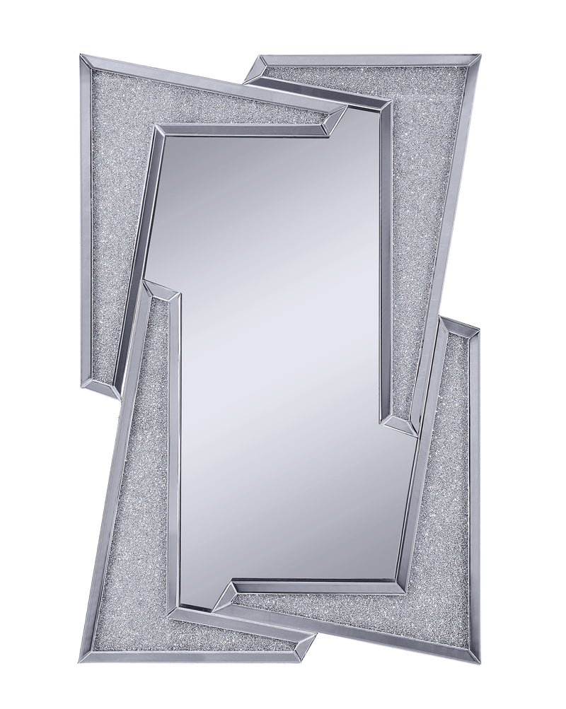 Mirrored Wooden Frame Accent Wall Decor With Four L Shaped Borders Clear-zoom-