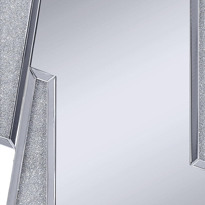 Mirrored Wooden Frame Accent Wall Decor With Four L Shaped Borders Clear-zoom-