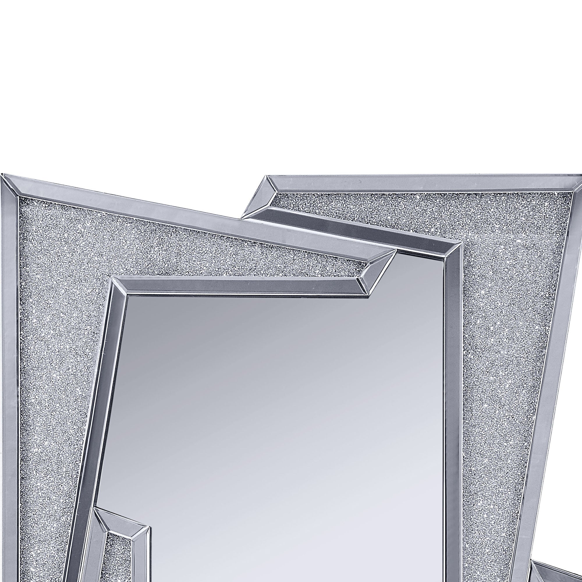 Mirrored Wooden Frame Accent Wall Decor With Four L Shaped Borders Clear-zoom-4