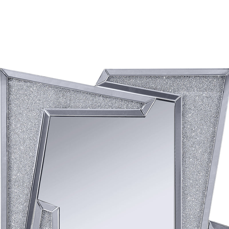 Mirrored Wooden Frame Accent Wall Decor With Four L Shaped Borders Clear-zoom-